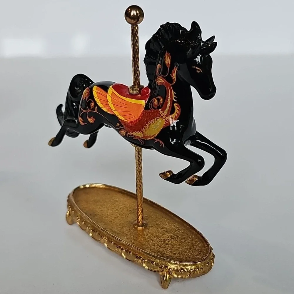 The World of Carousel Horses Russian Lacquer Horse Gold Porcelain‎ COA M1040